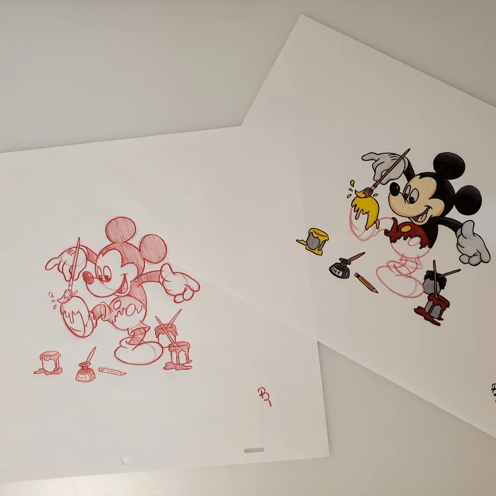 Disney Mickey Mouse coloring himself Drawing/sketch animation signed Art - Picture 1 of 5